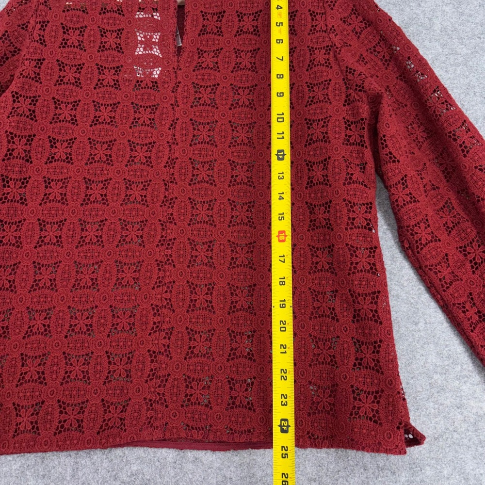 Saint + Sofia Sadie Blouse Burgundy Organic Cotton Lace Eyelet Top USA 10 NEW - Picture 7 of 11